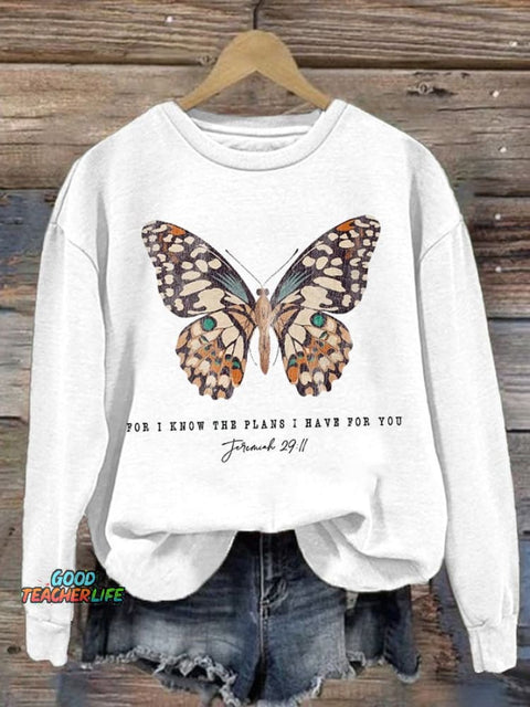 Women's Casual Jeremiah 29 11, For I Know the Plans I Have For You Print Long Sleeve Sweatshirt