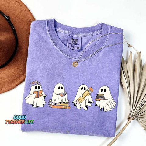Cute Halloween Ghost Book T-Shirt