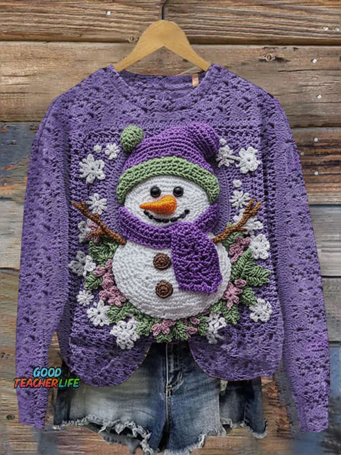 Winter Christmas Snowman Art Print Casual Sweatshirt