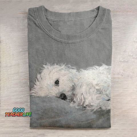 Cute Dog Print Short Sleeve T-Shirt