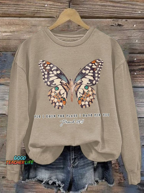 Women's Casual Jeremiah 29 11, For I Know the Plans I Have For You Print Long Sleeve Sweatshirt