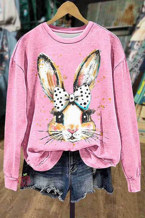 Cute Bunny Print Easter Sweatshrit