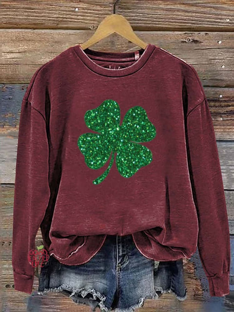 Women's Patrick's Day Lucky Pattern Long Sleeve Crew Neck Sweatshirt