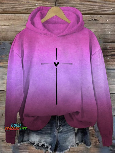 Women's Christian Cross Printed Hoodie