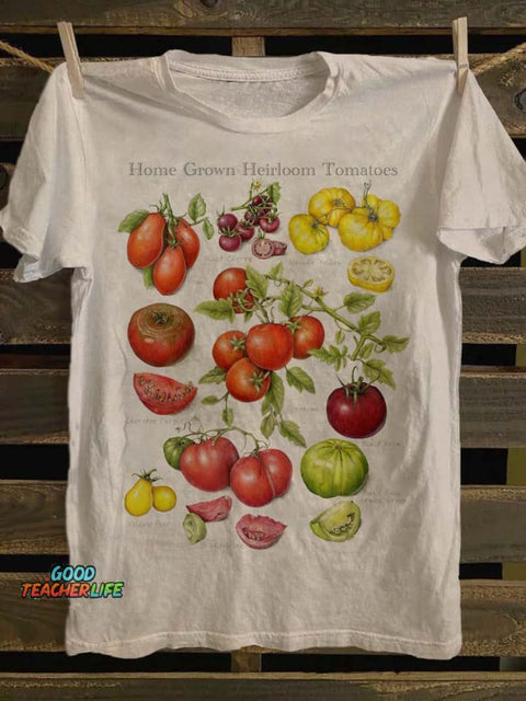 Fruit and Vegetable Printed Casual Short Sleeve T-Shirt