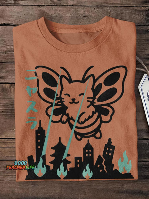 Funny Cat Art Print Short Sleeve T-Shirt