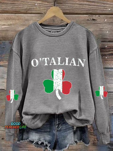 Women'S Casual St Patrick'S Day Printed Long Sleeve Sweatshirt