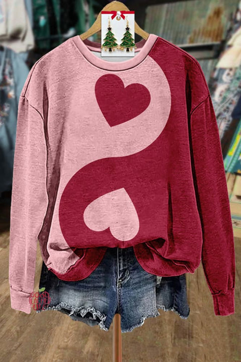 Colorblock Heart Print Sweatshirt