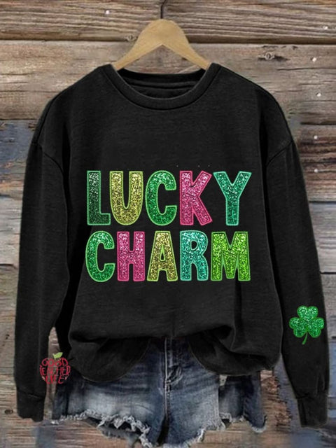 Women'S Lucky Charm Clover St Patrick's Day Print Casual Sweatshir