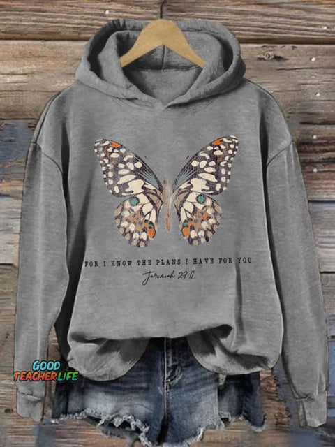 Women's Casual Jeremiah 29 11, For I Know the Plans I Have For You Print Hoodie Long Sleeve Sweatshirt