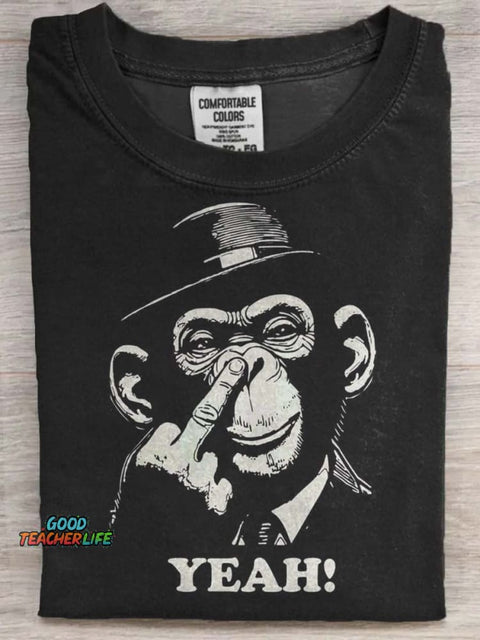 Funny Orangutan Print Casual Short Sleeve T-Shirt