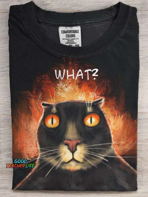Funny Cat Print Casual Short Sleeve T-Shirt