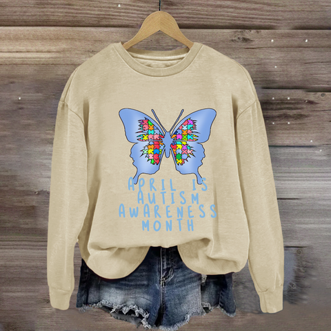 April is Autism Awareness Month with Blue Butterfly Sweatshirt