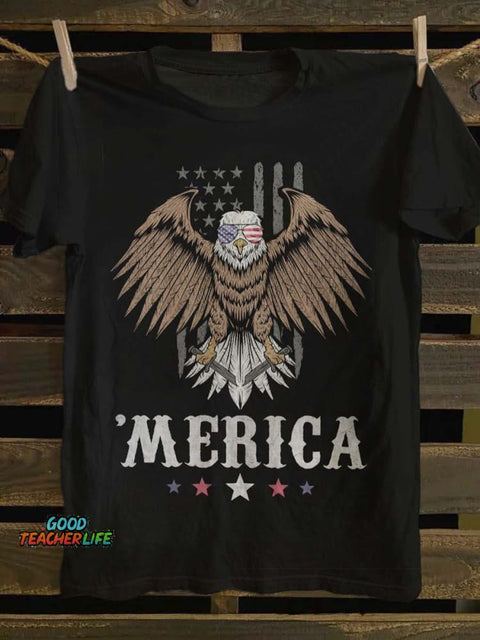 Independence Day Eagle Print Casual Short Sleeve T-Shirt