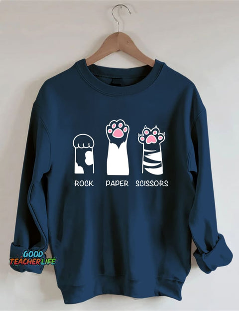Rock Paper Scissors Cat Sweatshirt