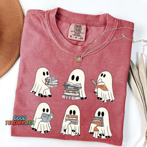 Ghost Reading Books Librarian T-Shirt