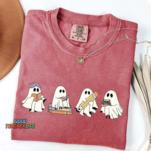 Cute Halloween Ghost Book T-Shirt