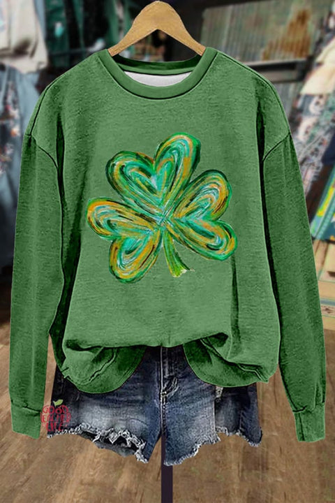 Casual Clover Print Sweatshirt