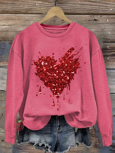 Women's Valentine's Day Heart Print Casual Sweatshirt