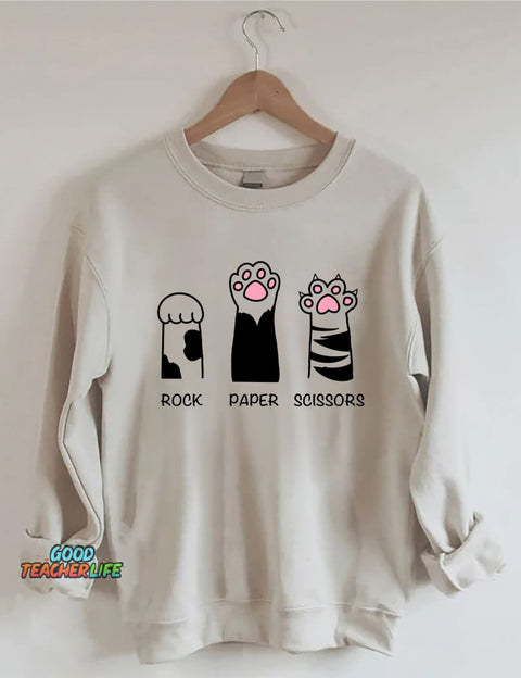 Rock Paper Scissors Cat Sweatshirt