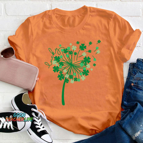 St Patricks Day Dandelion Teacher T-Shirt
