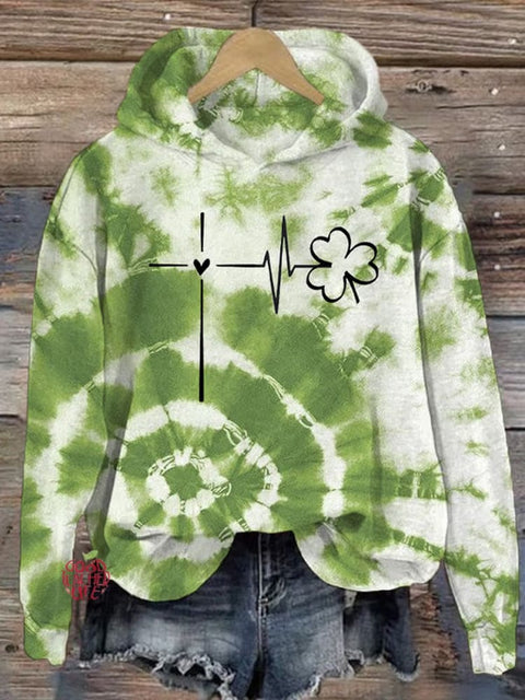 Women's St. Patrick's Day Cross Print Hoodie