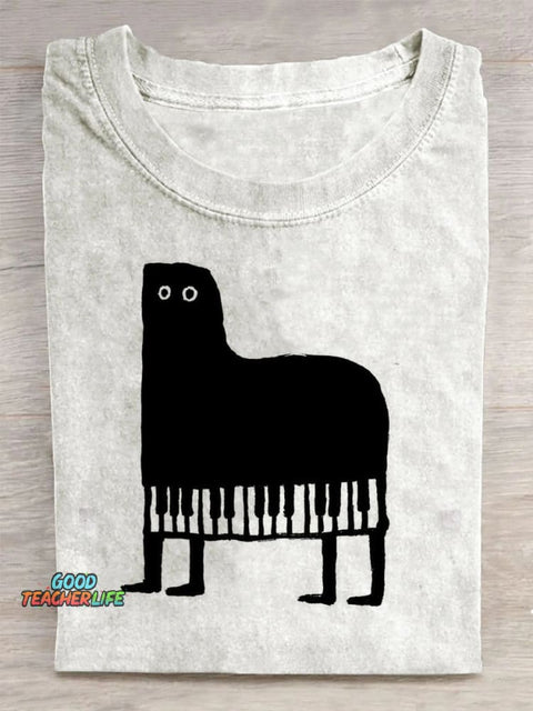 Unisex Fun Funny Piano Abstract Print Design T-Shirt