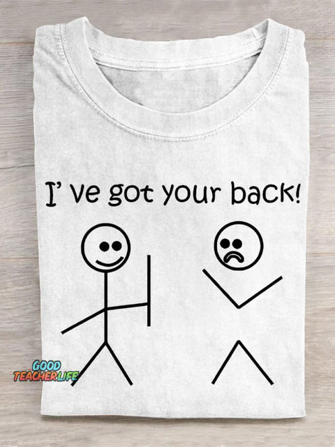 Pupiloves  I've Got Your Back! Stickman Friendship Slogan T-shirt