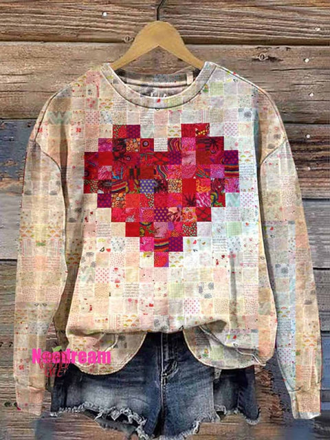 Women's Valentine's Day Heart Print Casual Sweater