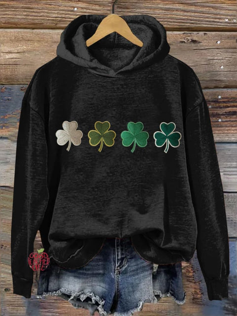 St. Patrick's Day Shamrock Print Hooded Sweatshirt