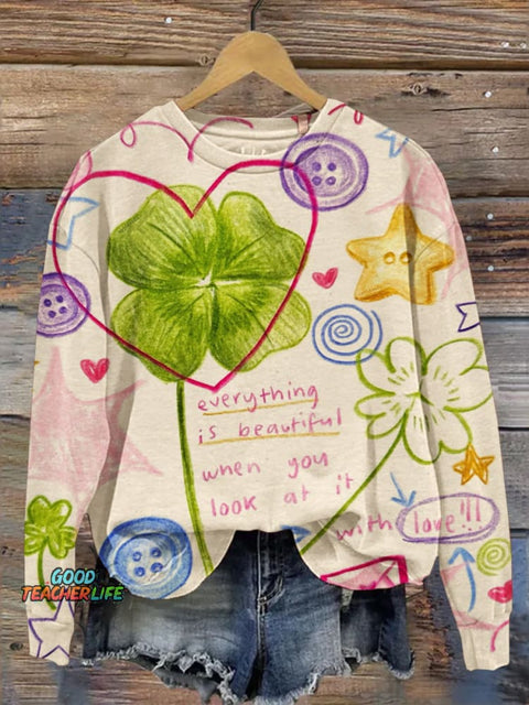 St. Patrick's Day Shamrock Print Casual Sweatshirt