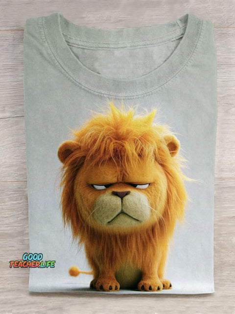 Fun Lion Art Print Short Sleeve T-Shirt