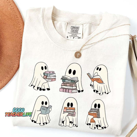 Ghost Reading Books Librarian T-Shirt