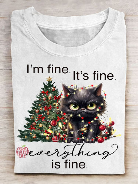 I'm Fine. It's Fine Printed Crew Neck Women's T-shirt