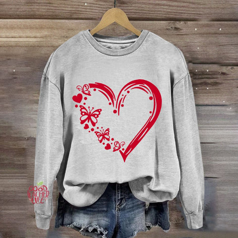 Valentine Heart with Butterfly Sweatshirt