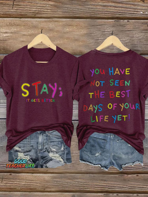 Mental Health Awareness Print Casual Short Sleeve T-Shirt