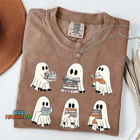 Ghost Reading Books Librarian T-Shirt