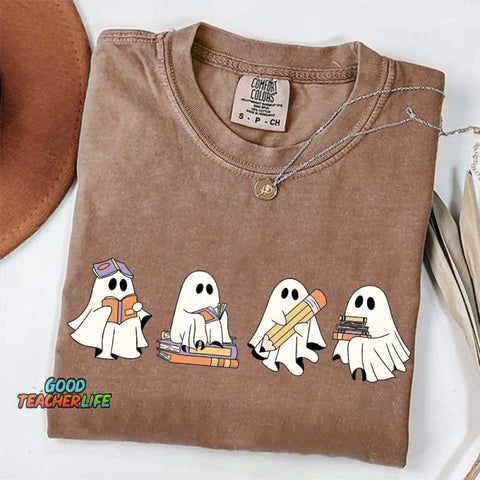 Cute Halloween Ghost Book T-Shirt