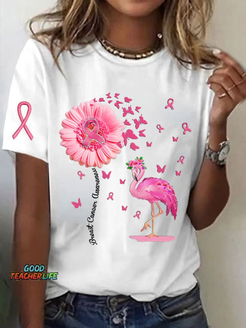 Women's Breast Cancer Print Casual T-Shirt