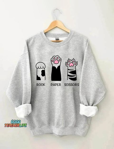 Rock Paper Scissors Cat Sweatshirt