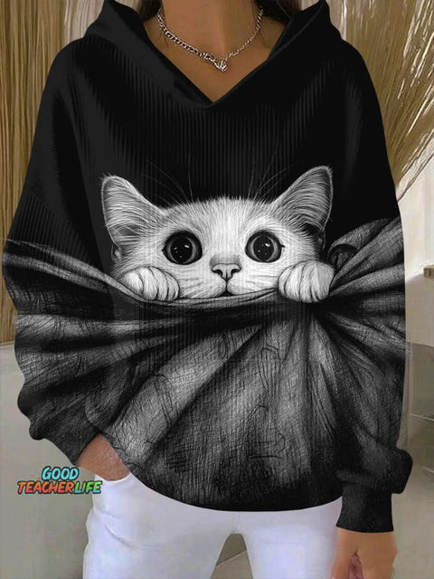 Cat Cute Art Print Hoodie