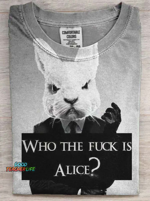 Fun Who's Alice Printed Casual Short Sleeve T-Shirt