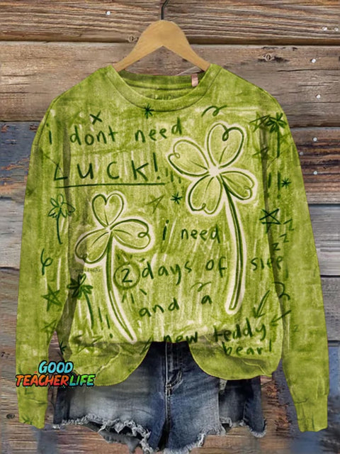 St. Patrick's Day Shamrock Print Casual Sweatshirt