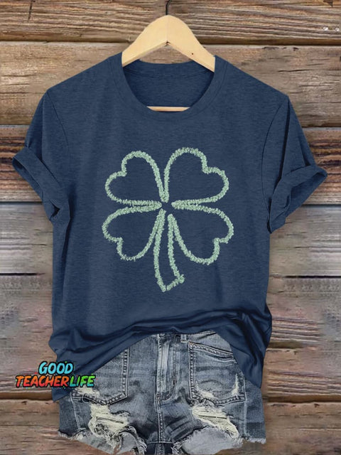 St. Patrick's Day Shamrock Print Crew Neck Short Sleeve T-Shir