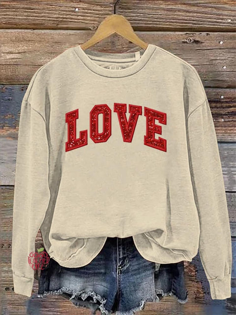 Valentine'S Day Love Pattern Crew Neck Sweatshirt