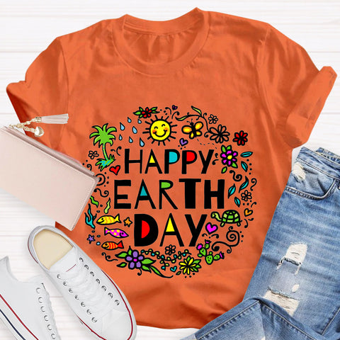 Happy Earth Day Floral T-Shirt