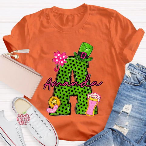 Personalized Name St Patrick's Day Hat Flower -Shirt