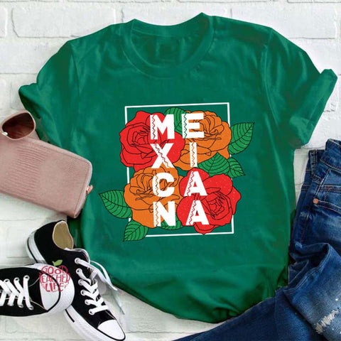 Rose Flower Mexicana Teacher T-Shirt