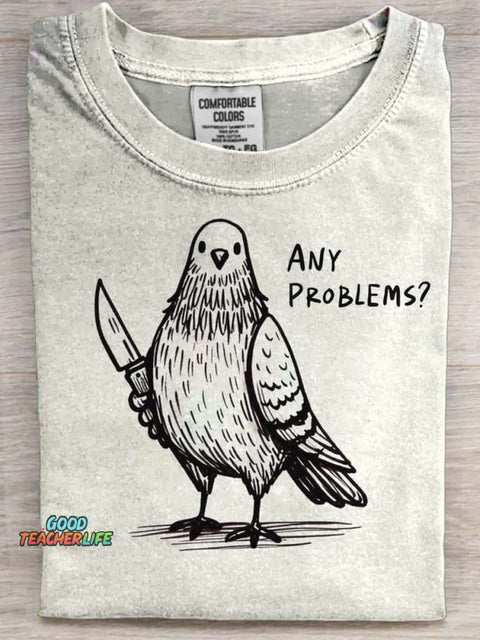 Funny Dove Print Casual Short Sleeve T-Shirt