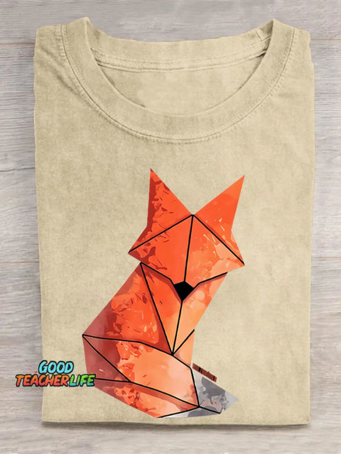 Teecade Geometry Fox Print Classic T-shirt